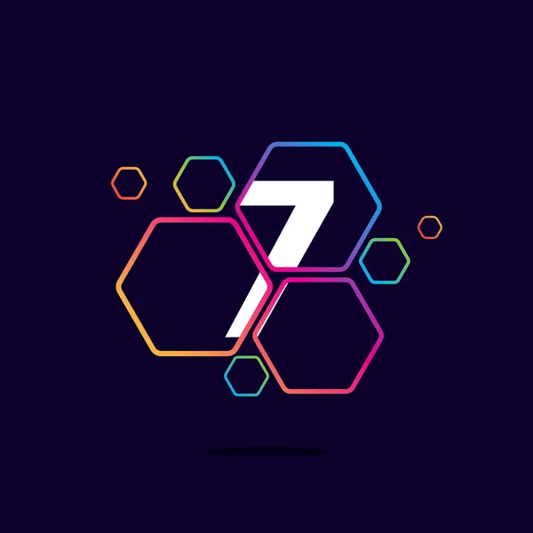 六角形パターンの番号 7 ロゴ. — ストックベクタ