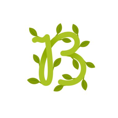 Yeşil yaprakları ile mektup B logo.