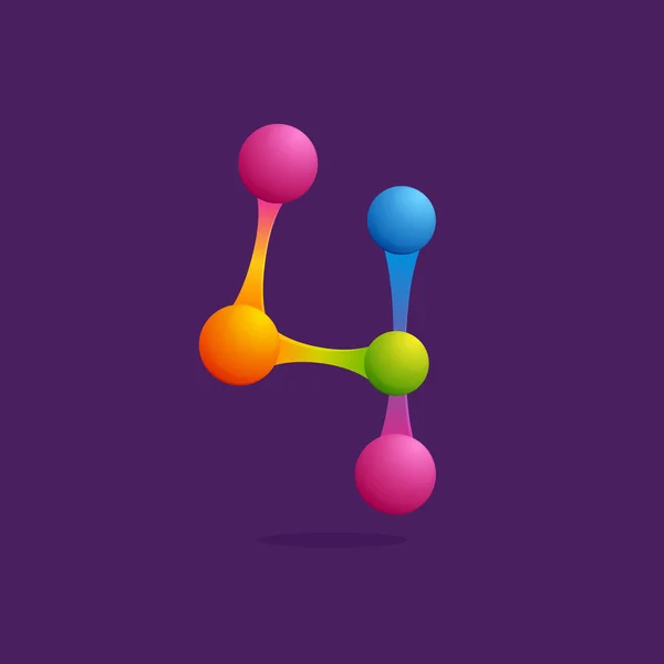 A negyedik logó színes gömbök vagy pontok és vonalak. — Stock Vector