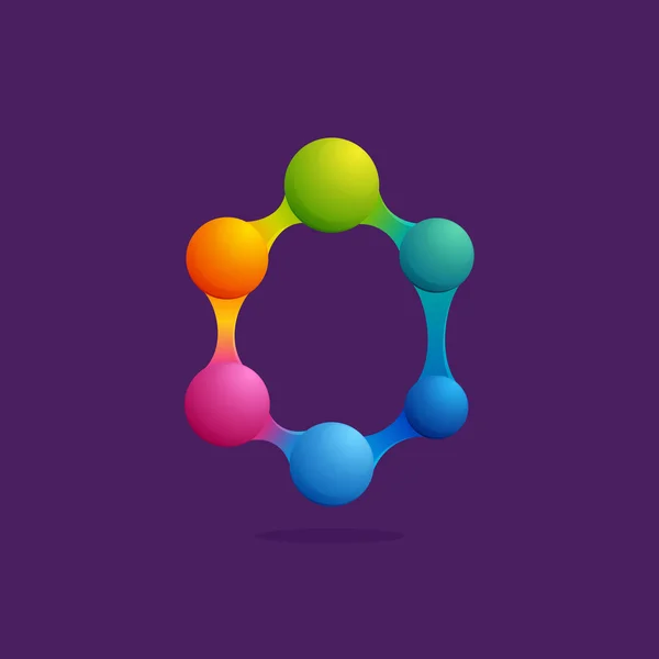 Número zero logotipo com esferas coloridas ou pontos e linhas . —  Vetores de Stock