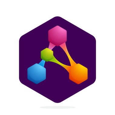 Altıgen ve çizgilerle yazılmış A Harfi logosu. 