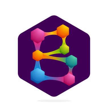 Altıgen ve çizgilerle B harfi logosu. 