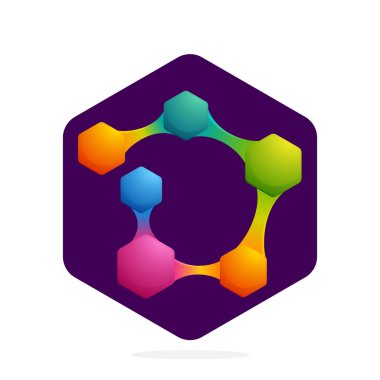 Altıgen ve çizgilerle D harfi logosu. 