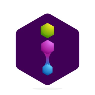 Altıgen ve çizgilerile Mektup I logosu. 