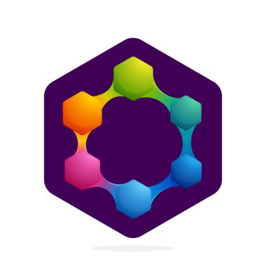 Altıgen ve çizgilerle O Harfi logosu. 