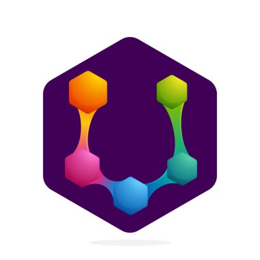 Altıgen ve çizgilerle U Harfi logosu. 