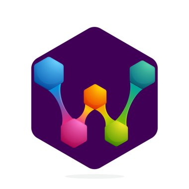 Altıgen ve çizgilerle W harfi logosu. 