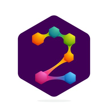 Altıgen ve çizgilerile iki numaralı logo. 