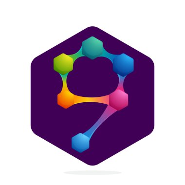 Altıgen ve çizgilerile dokuz numaralı logo. 