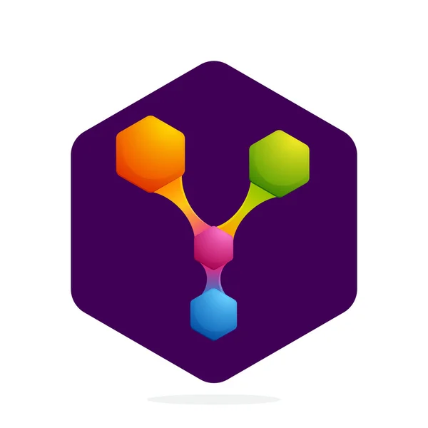 Bokstaven Y logotyp med Hexagon och Lines. — Stock vektor
