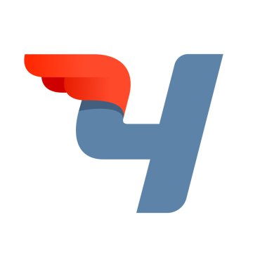 Winged sport number four logo.