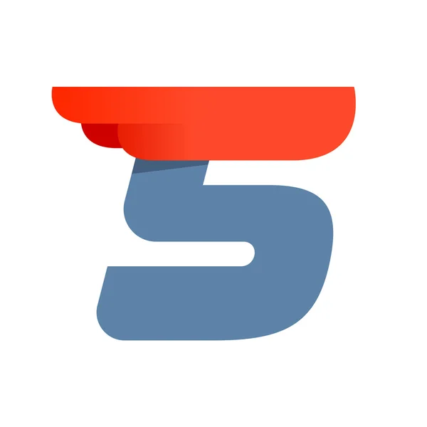 Winged sport number five logo. — Stok Vektör