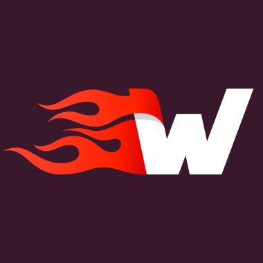 Karanlık üzerinde hızlı ateş harf w logosu.