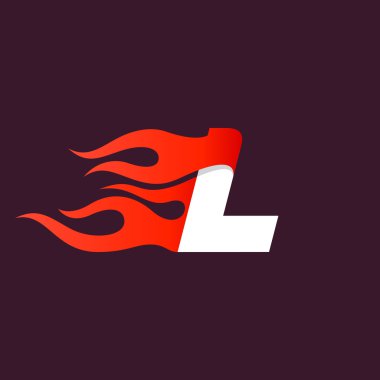Fast fire letter L logo on dark. clipart