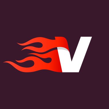 Karanlık hızlı ateş harf V logosu.
