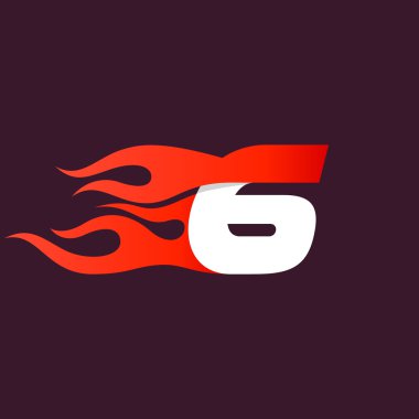 Hızlı ateş sayısı altı logo. Karanlıkta hız ve spor simgesi.