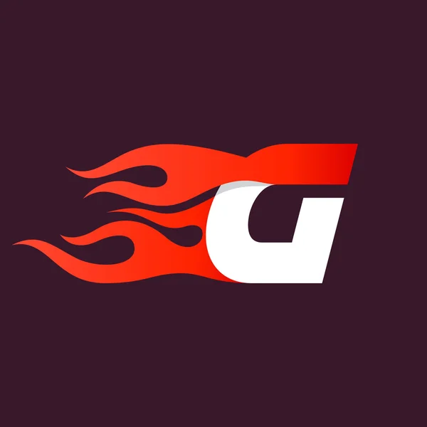 Fast Fire letter G logo op donker. — Stockvector