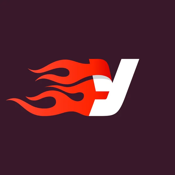 Karanlık üzerinde hızlı ateş harfi Y logosu. — Stok Vektör