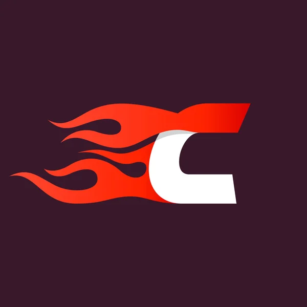 Fast Fire letter C logo op donker. — Stockvector