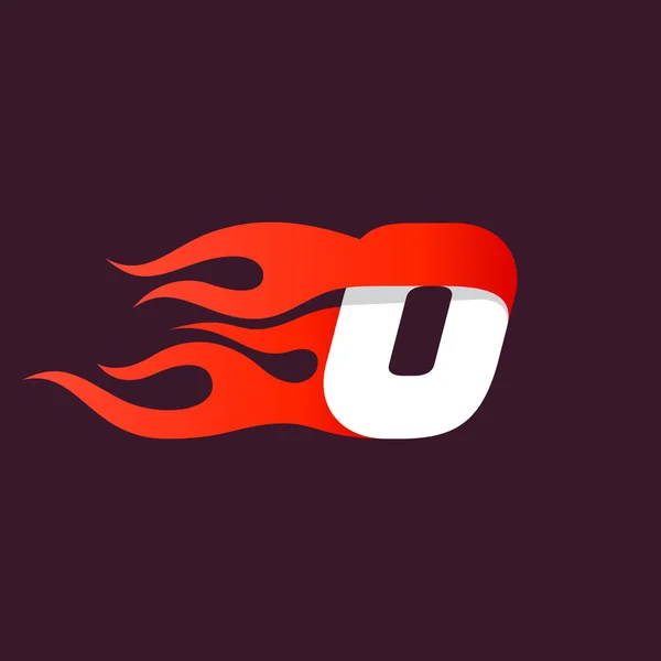 Fast Fire letter O logo op donker. — Stockvector