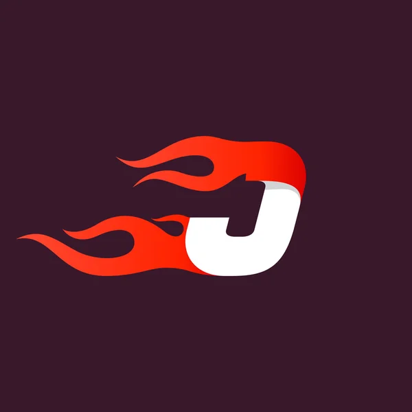 Fast fire letter J logo on dark. — Stock Vector