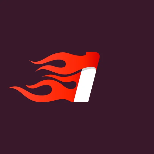 Fast fire letter I logo on dark. — Stock Vector