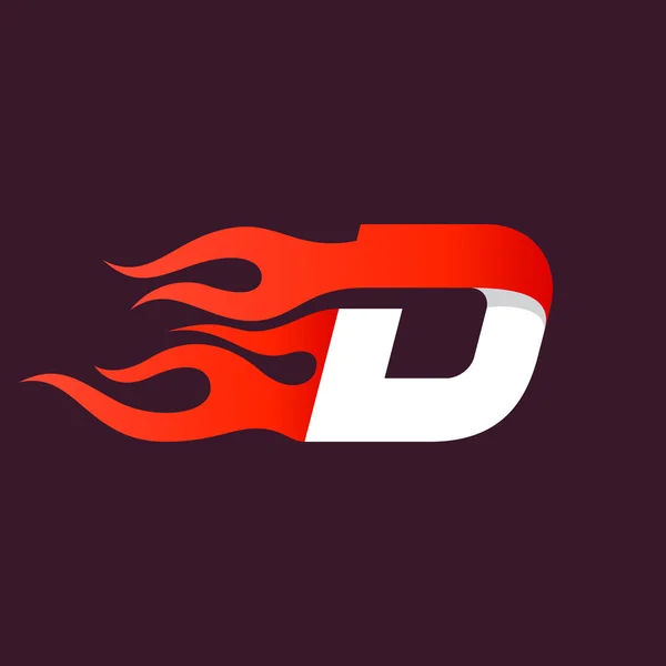 Γρήγορη φωτιά γράμμα D λογότυπο στο σκοτάδι. — Διανυσματικό Αρχείο