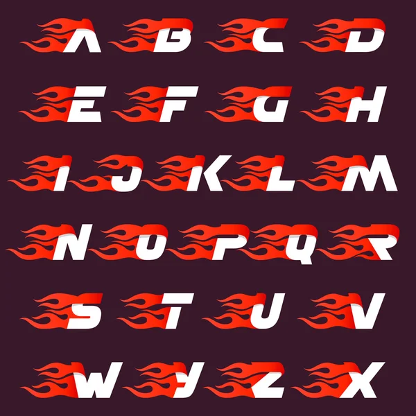 Letras de alfabeto de fuego rápido logo en oscuro . — Vector de stock