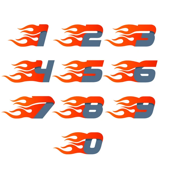 Fast fire numbers set logos. Speed and sport icon. — Stock Vector