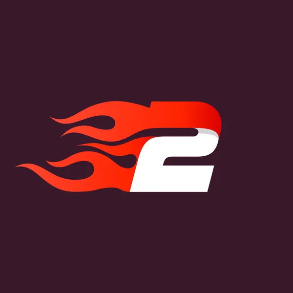 Logo rychlého požáru číslo 2. Ikona rychlosti a sportu na tmavém. — Stockový vektor