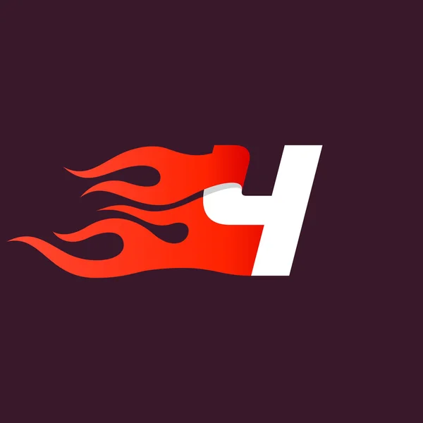 Fast Fire nummer vier logo. Snelheid en sport icoon op donker. — Stockvector