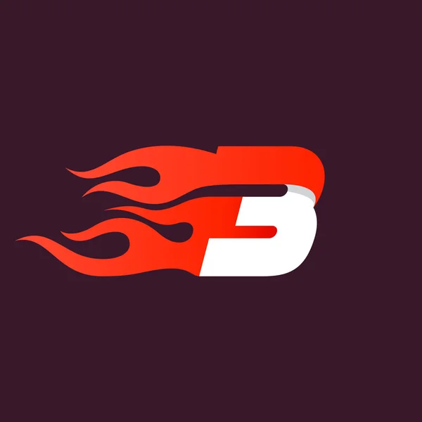 Fast Fire nummer drie logo. Snelheid en sport icoon op donker. — Stockvector