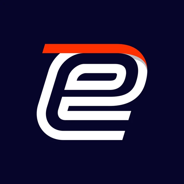 Rychlost dva řádky písmeno E logo na černém pozadí. — Stockový vektor