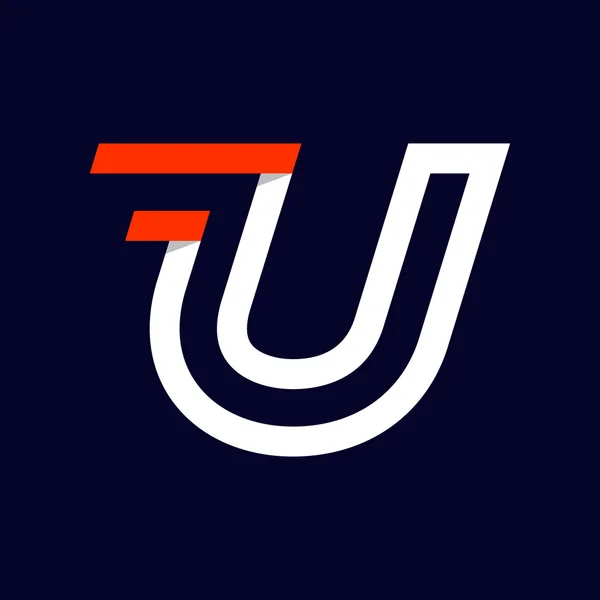 Vitesse rapide deux lignes lettre U logo sur noir . — Image vectorielle