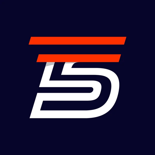 Rápido velocidade esporte número cinco logotipo no preto . —  Vetores de Stock