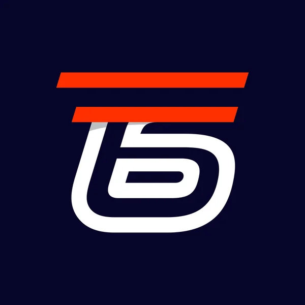 Logo sport vitesse rapide numéro six sur noir . — Image vectorielle