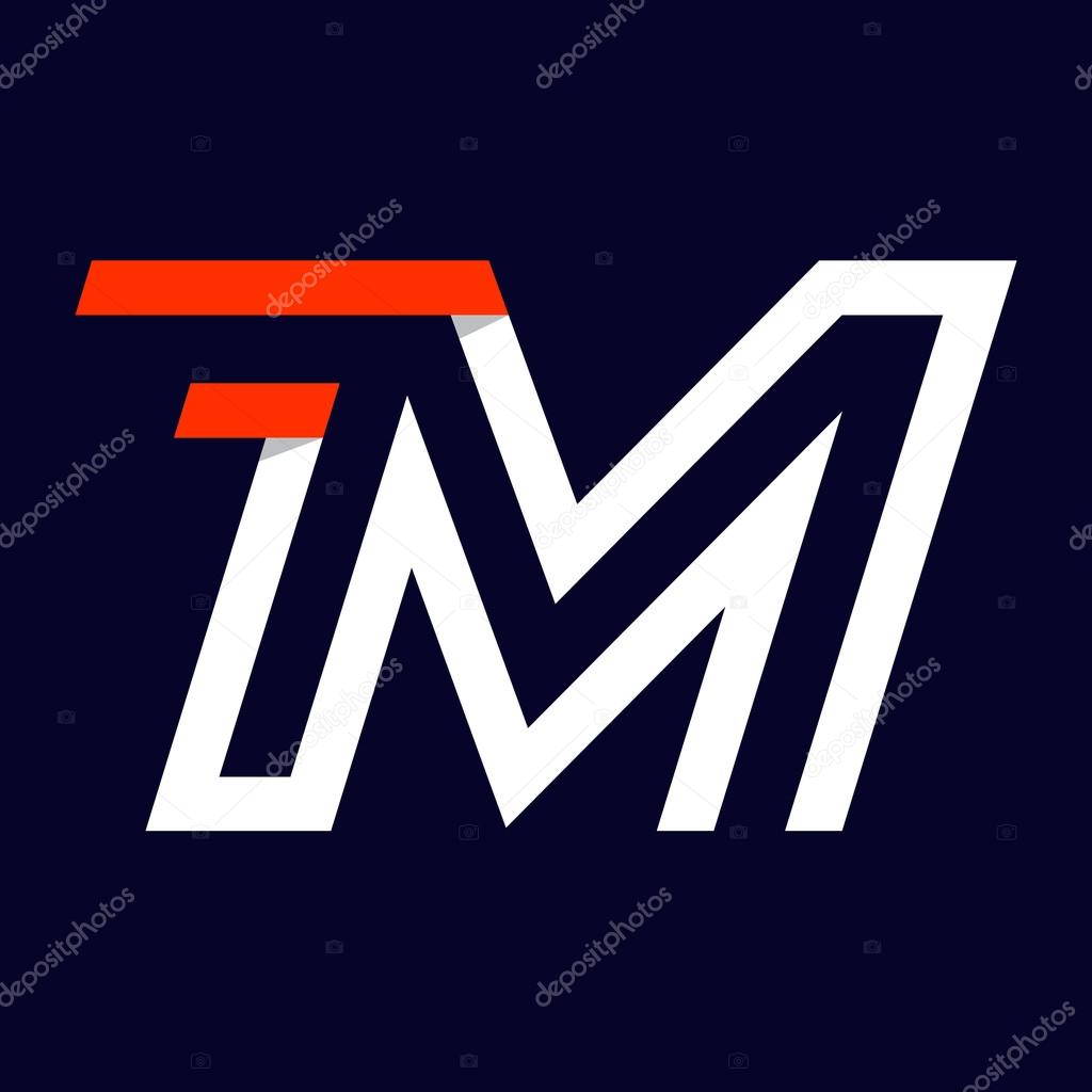 Fast speed two lines letter M logo on black. Sport elements for sportswear, t-shirt, banner, card, labels or posters.