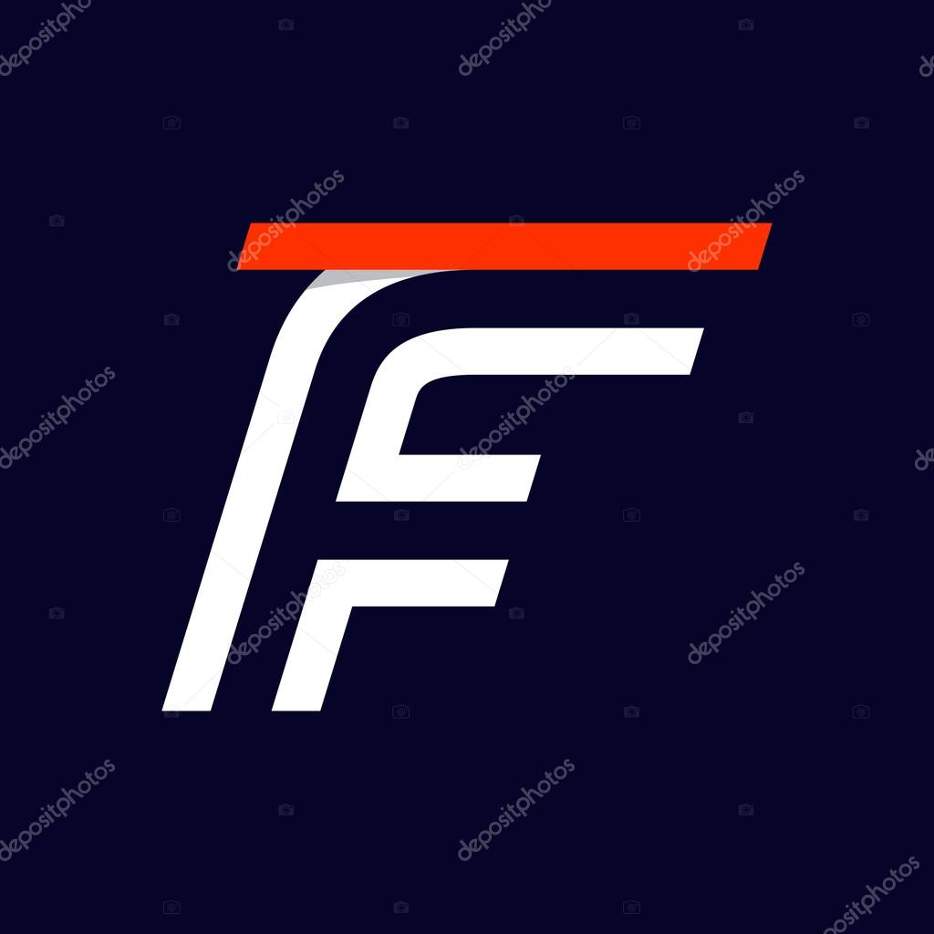 Fast speed two lines letter F logo on black. Sport elements for sportswear, t-shirt, banner, card, labels or posters.