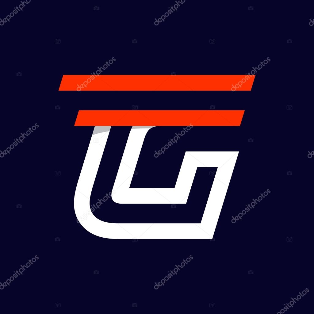 Fast speed two lines letter G logo on black. Sport elements for sportswear, t-shirt, banner, card, labels or posters.