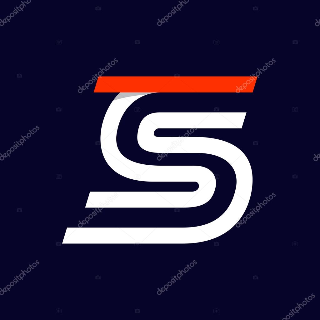 Fast speed two lines letter S logo on black. Sport elements for sportswear, t-shirt, banner, card, labels or posters.