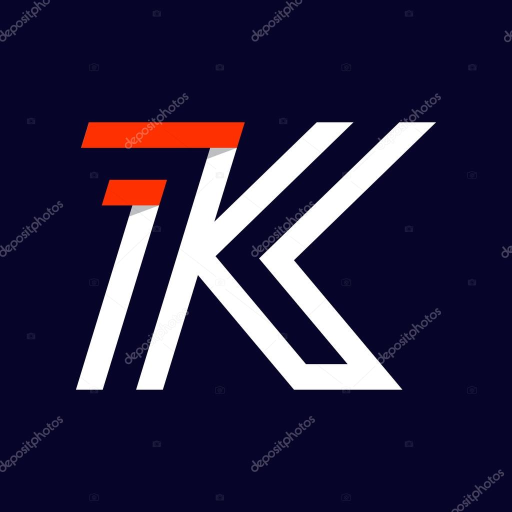 Fast speed two lines letter K logo on black. Sport elements for sportswear, t-shirt, banner, card, labels or posters.