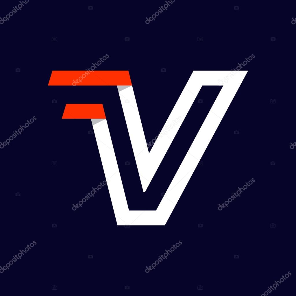 Fast speed two lines letter V logo on black. Sport elements for sportswear, t-shirt, banner, card, labels or posters.