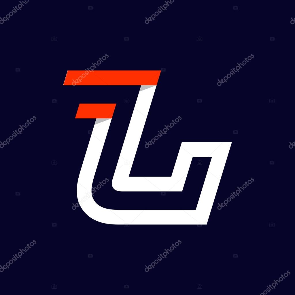 Fast speed two lines letter L logo on black. Sport elements for sportswear, t-shirt, banner, card, labels or posters.