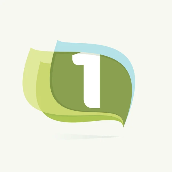 葉またはフラグのアイコンの番号を 1 つのロゴ. — ストックベクタ