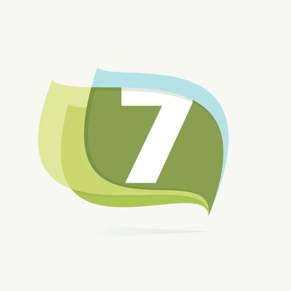 Logotipo número siete en hojas o banderas icono . — Archivo Imágenes Vectoriales