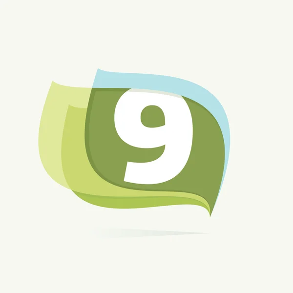 Logo numéro neuf dans les feuilles ou l'icône des drapeaux . — Image vectorielle