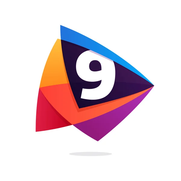 Kilenc logó a háromszögikonra Play gomb. — Stock Vector