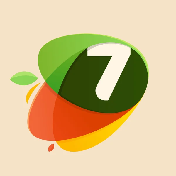 Logo numero sette in forme alimentari sane . — Vettoriale Stock