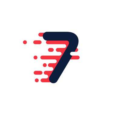 Yedi numara logo hızlı hızlı çizgilerle.
