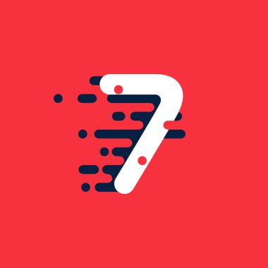Yedi numara logo hızlı hızlı çizgilerle.